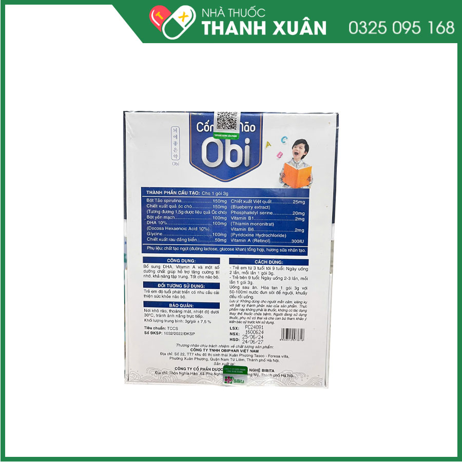 Cốm Bổ Não OBI bổ sung dưỡng chất tốt cho não bộ giúp tăng cường trí nhớ, tăng khả năng tập chung